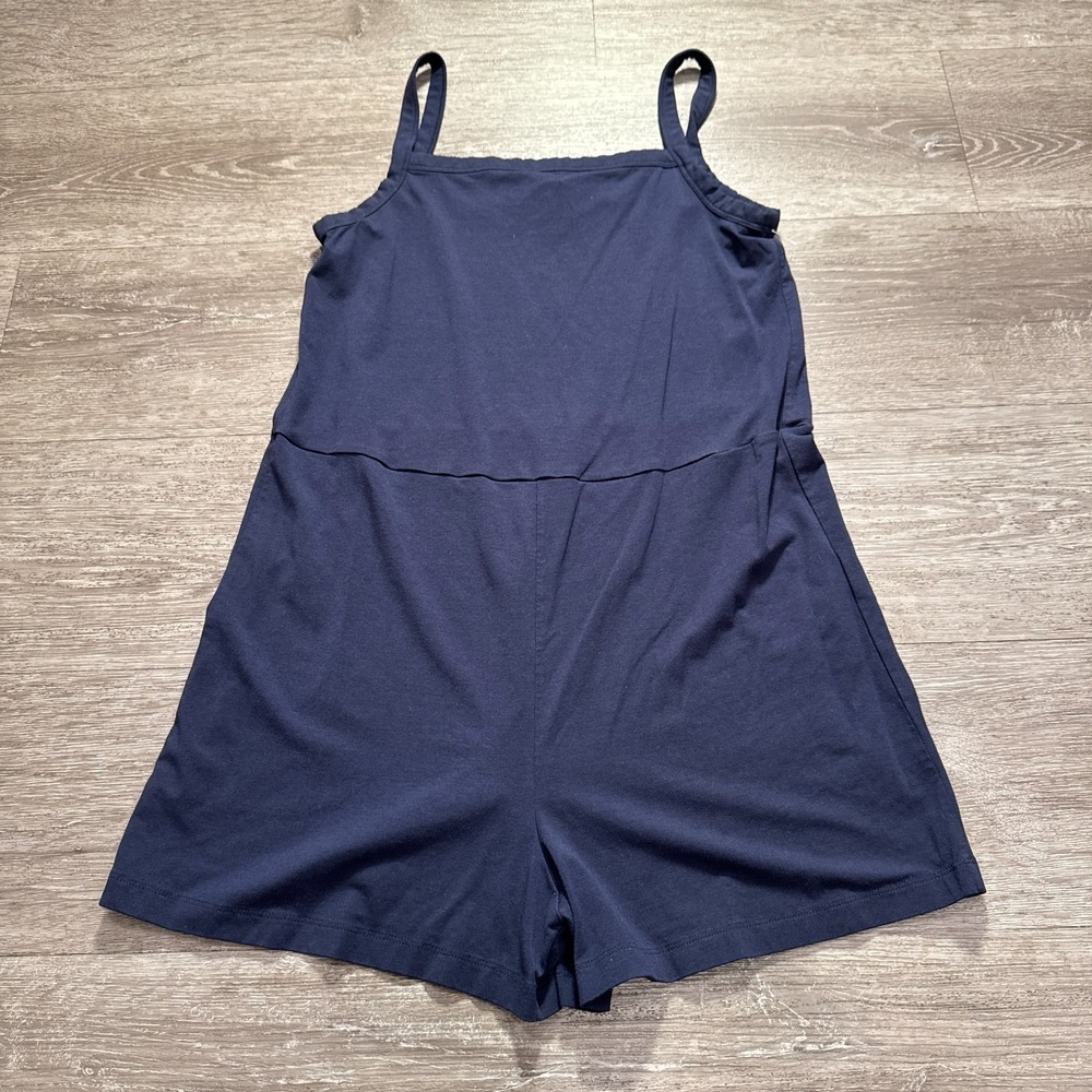 COS Romper Womens S Blue Cotton Modal Square Neck Sleeveless Boho Coastal Short